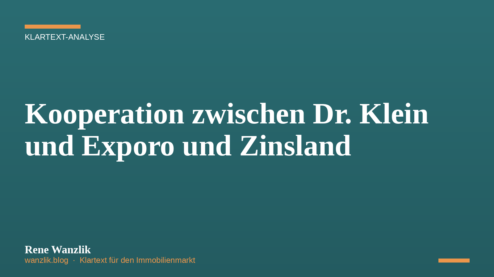 Kooperation zwischen Dr. Klein und Exporo und Zinsland